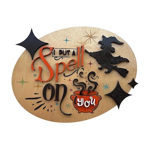 Halloween Sign- I Put A Spell On You-MCM-Mid Century Modern Design-Halloween Decor-Retro Charm-Seasonal Decor