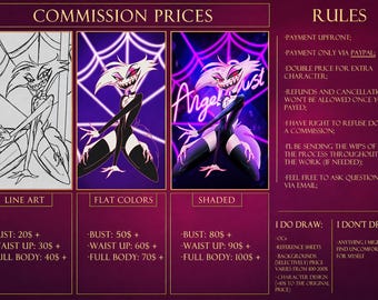 Character Commissions! Art, Digital Illustration , Hellverse, Furry, Hazbin Hotel, OC's