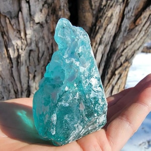 Afghanistan Andara . Dragon Energy . Turquoise Blue with White Crystally Surface . Etherium Oasis Andara . 130 grams