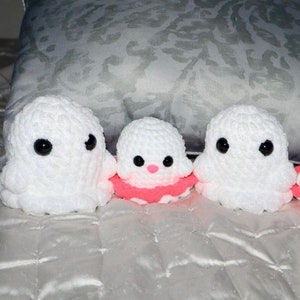 Crochet Chunky Ghost Plushies - Handmade Unique Spooky Stuffed Ghost Toy - Cute and Spooky Plush Toy - Ghost Home Decor - Girly Ghost