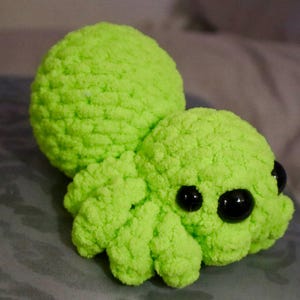 Handmade Spider Plushie! - Crochet Soft & Spooky Spider! - Lime Green Cuddly Soft Friendly Spider!