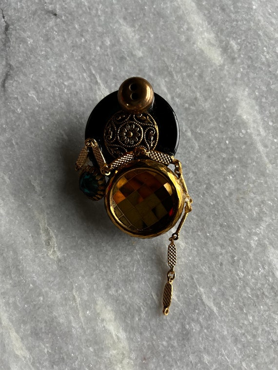 Vintage Button and Jewelry Collage Brooch Pin - B… - image 1