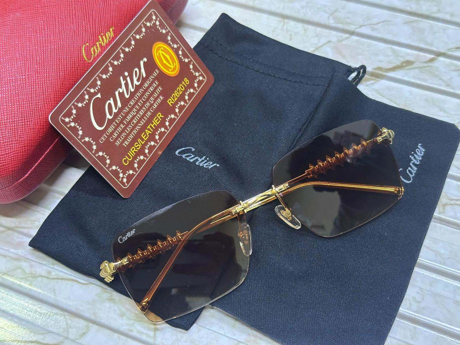 Vintage Cartier Rimless Sunglasses: Model CT0545S Brown Lens