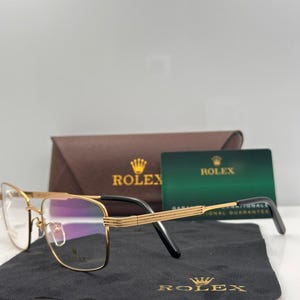 Rolex  Glasses Frame, Gold Plated Titanium Eyeglasses Frame, Vintage ModR16026 Clear Lens  Full Rim Rolex Eyewear Men/Women, Parents Gift
