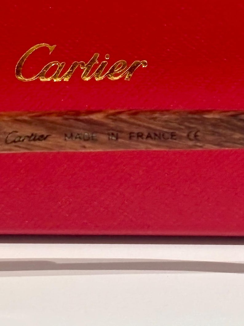Cartier Rimless Wooden Temple Sunglasses, Vintage Mod CT0012 Brown Lens Cartier Eyewear Men/Women, Best Gift For Him/ Her, Mother Gift image 6