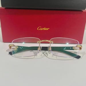 Vintage Cartier Rimless Eyeglasses: Black & Gold Titanium Frame CT02880  Unisex Eyewear