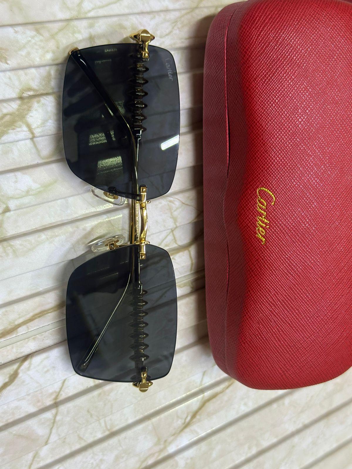 Vintage C Rimless Sunglasses: Model CT0545S Brown Lens Eyewear Men