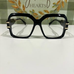 CAZAL Eyeglasses Frame Mod 623 Black & Gold Frame Clear Lens  Oversized Vintage Glasses, Unisex Easter Gift For Dad/Mum/ Husband/ Wife