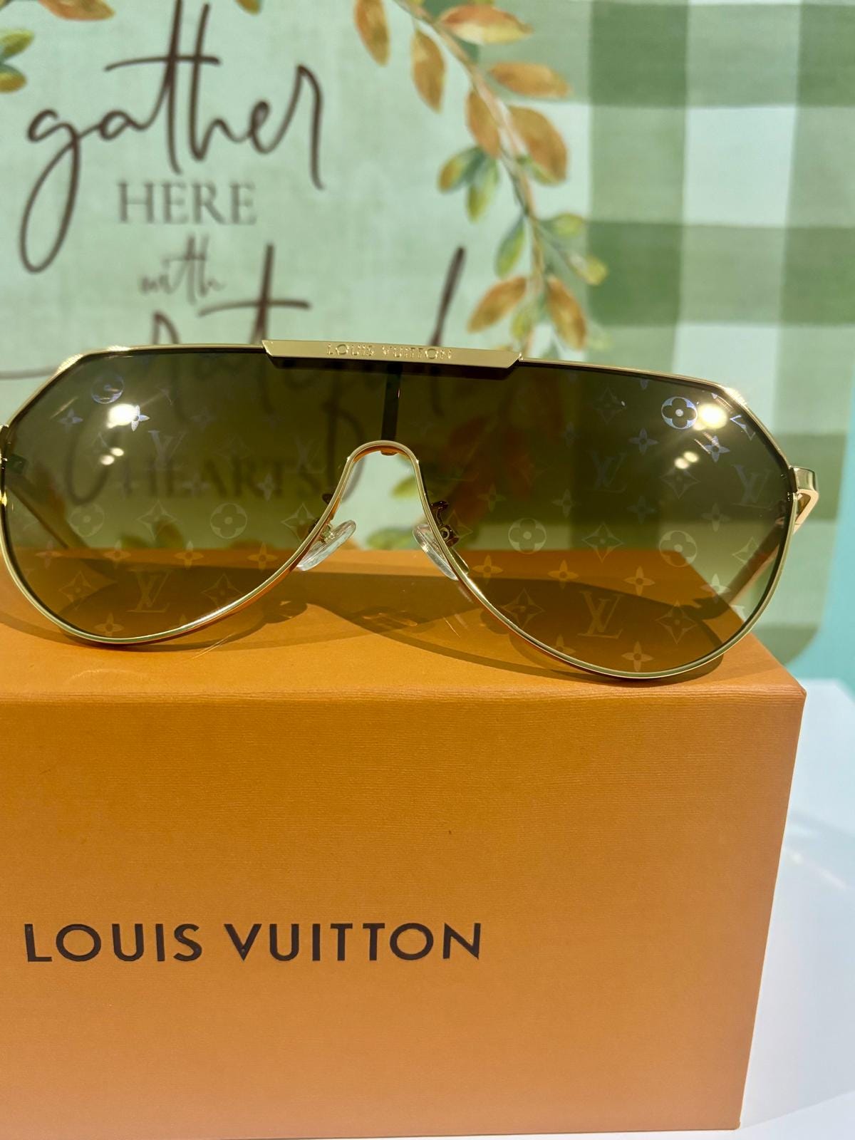 LV Sunglasses : Vintage Mod Z2089W LV Monogram Gold Metal Frame
