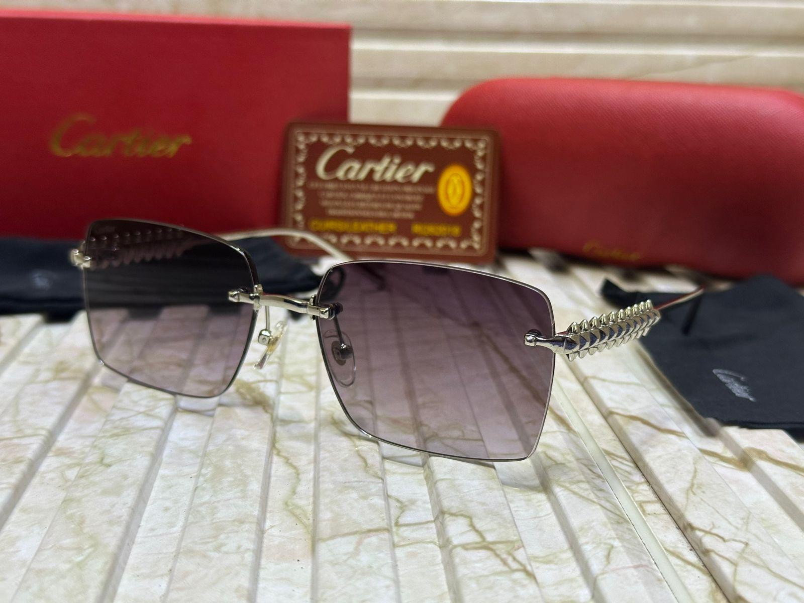 Vintage C Rimless Sunglasses: Model CT0545S Brown Lens Eyewear Men