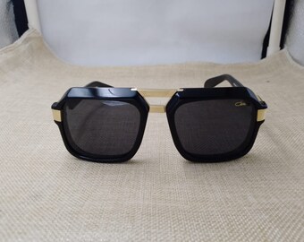 Vintage Cazal Mod 669 Sonnenbrille, Schwarz-Gold-Rahmen mit schwarzer Linse Cazal Eyewear Männer / Frauen, Retro Brille mit quadratischem Rahmen, Geschenke für Mama / Papa