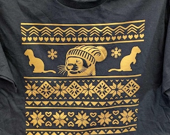 Ferret Ugly Christmas Sweater T-Shirt: Handmade Rescue Support