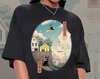 Maglietta grafica Kiki's Delivery Service, felpa Studio Ghibli, regalo per fan di Hayao Miyazak per donne e uomini, regalo di Natale, regalo anime