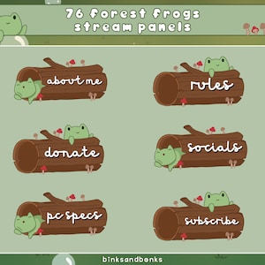76 Forest Frogs Stream Panels | Graphics for Twitch, Youtube, Kick | Cottagecore Mushroom Stream Assets | Cozy Cute Frogs