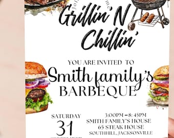 BBQ Pool Party Digital Invitation: Editable Grill & Chill Template