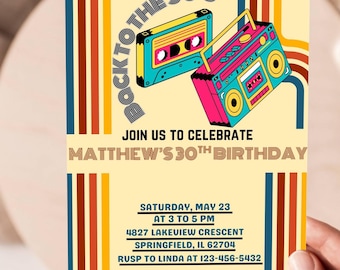 Editable 80s Party Invitation: Retro Birthday, House Party (Digital Invite, Printable Template)