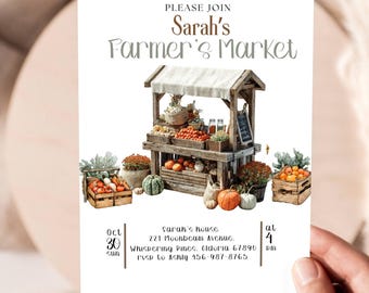 Farmers Market Birthday Invite, Editable Kids Party Template, Digital Download for First Birthday Celebration