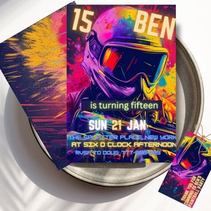 Paintball Birthday, Digital Invite, Editable Invitation,Sports Invitation, Digital Download, Paintball Boy Party, paintball party invite