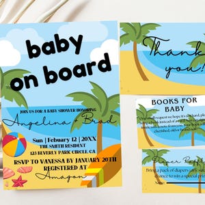 Surf Beach Baby Shower Invitation Suite: Editable Printable (Digital Download)