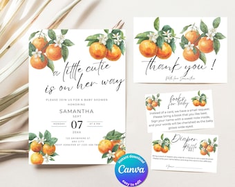 Citrus Baby Shower Invitation Bundle: Editable Orange Theme (Digital Download)