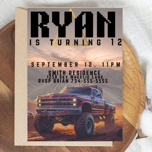 Monster Truck Birthday Invitation: Editable Boys Party Invite (Digital)