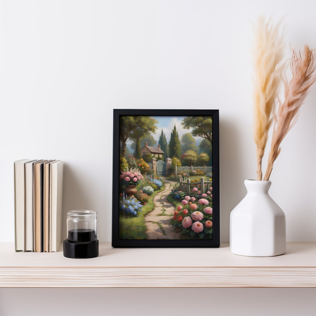 Spring Garden Scene Portrait Printable Digital Download Oil Painting - Etsy