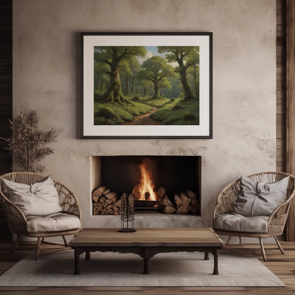 Mossy Oaks Oil Painting Printable Digital Download Landscape TV Frame