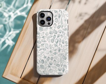 Seashell Pattern Phone Case, Coastal Sea Life Cover