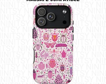 Pink Bug Pattern Phone Case | Tough Magnetic Case