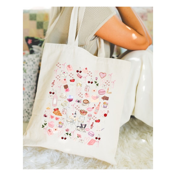 French Tote Bag Summer Vacation Bag French Aesthetic Gift Coquette 