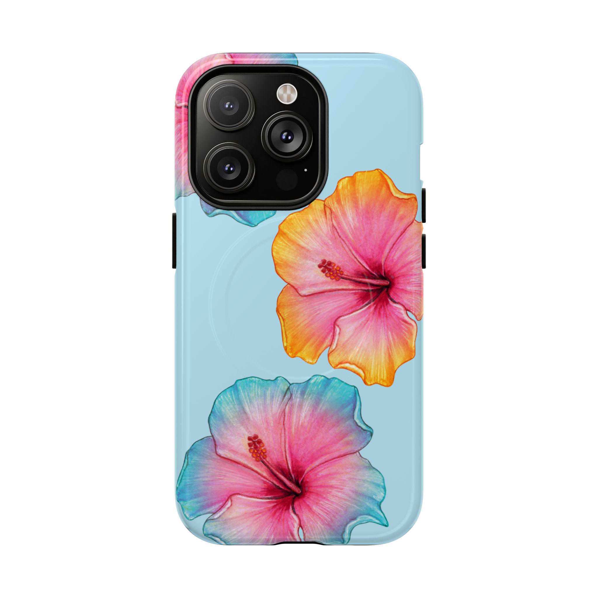 ハイビスカス フローラル マグネット式 スマホケース：トロピカル