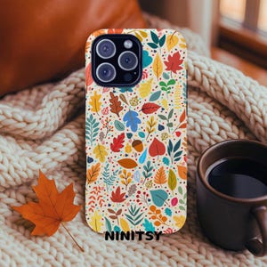 Fall Leaves iPhone Case Colorful Autumn Leaf Pattern Protective Phone Cover Cute Nature iPhone 16 15 14 13 12 Samsung Google Pixel Cases