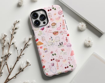 French Girl Aesthetic Phone Case Coquette Pink Phone Cover Girly Pink Gift Birthday Girlfriend Gift French Summer Vacation Gift Tough Cases