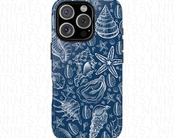 Seashell Pattern Phone Case: Dual Layer Coastal Protection
