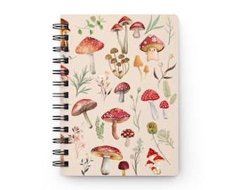 Cottagecore Mushroom Spiral Journal: Lined Notebook