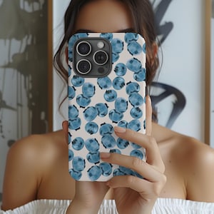 Blueberry Phone Case Fruit Cell Phone Case Summer Berries Phone Cover Girly Cute iPhone 16 15 14 13 12 11 Samsung Google Pixel Tough Cases