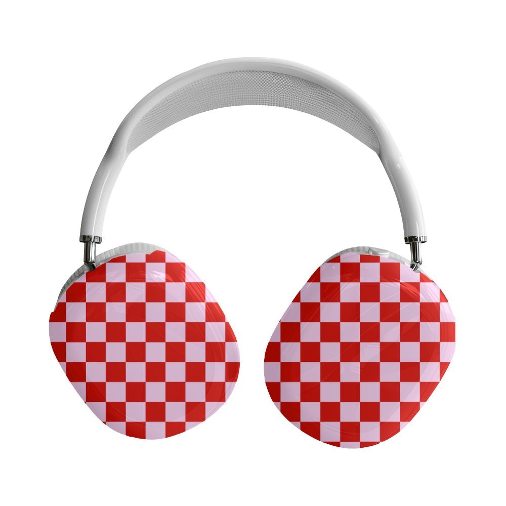 Red and Pink Checkered AirPods Max Case: Girly Tech Accessory