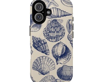 Seashell Pattern iPhone Case, Coastal Magnetic Cover