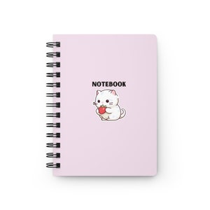 Cuaderno de gato de fresa rosa lindo cuaderno rosa para gato mamá regalo para su diario de gato fresa minimalista espiral encuadernado diario