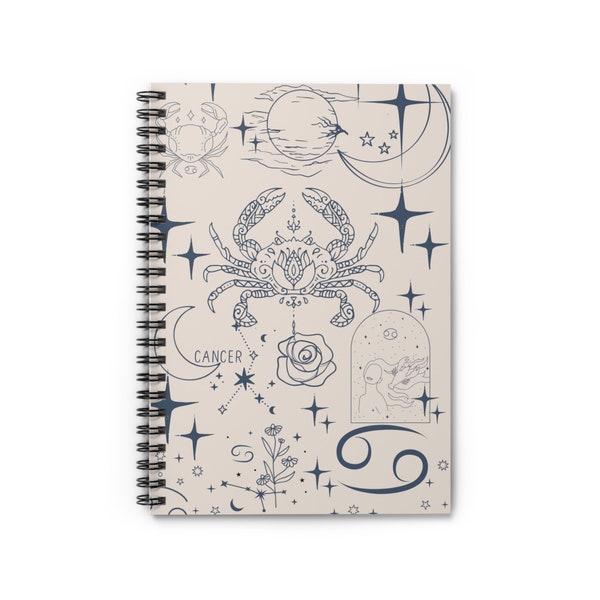 Cancer Zodiac Sign Notebook Zodiac Gift For Her Zodiac Constellation Cancer Birthday Gift  Minimalist Aesthetic Spiral Notebook - Ruled Line