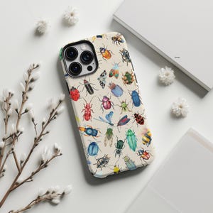 Étui de téléphone insecte Étui de téléphone scarabée Étui de téléphone entomologie Cadeau pour amateur d'insectes Cadeau pour amateur d'insectes Étui pour iPhone 15, Étui pour iPhone 14, Étuis résistants