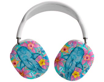 Whale Shark Hibiscus AirPod Max Case Cute Sea Animal Headphones Cover Marine Themed Earphone Protector Snap On Airpod Max Cover Ocean
