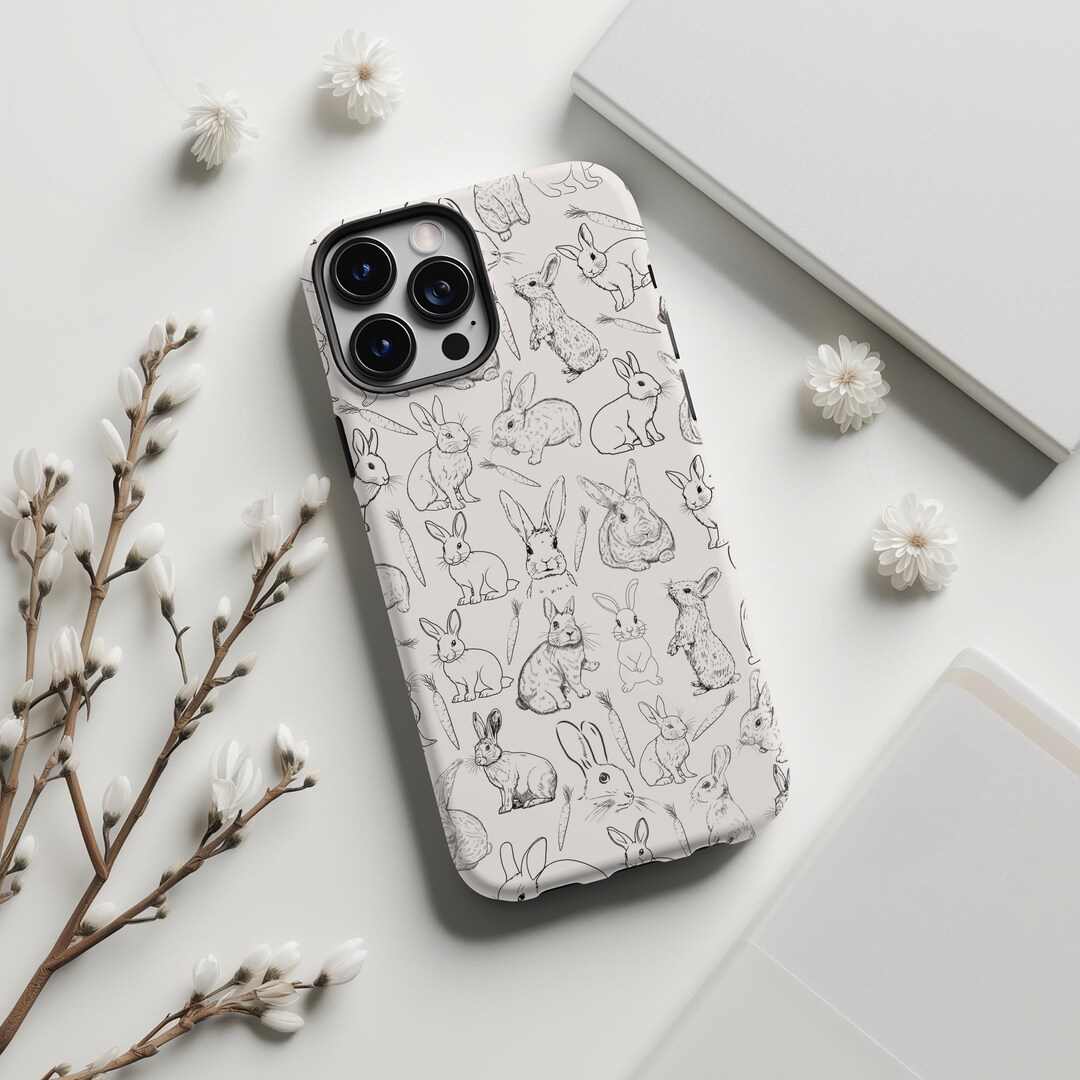Bunny Phone Case: Minimalist Rabbit Design, iPhone Samsung Pixel - Etsy