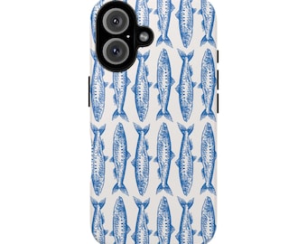 Custodia per telefono con motivo a sardine, custodia con motivo a vita marina