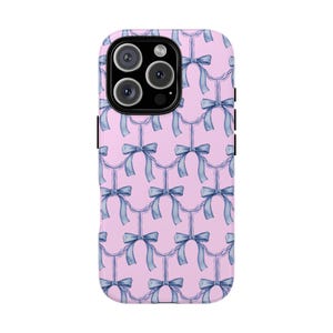 Bow Phone Case Preppy Cute Phone Case Coquette Cell Phone Case Pink Girly Summer iPhone 16 15 14 13 12 11 Samsung Google Pixel Tough Cases