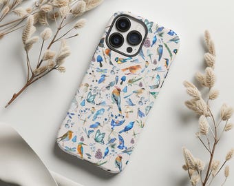 Bird & Mushroom Phone Case: Cottagecore Nature Design