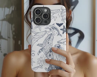 Shark Phone Case Ocean Creatures Summer Phone Cover Coastal Aesthetic Gift Ocean Themed Gift Minimalist Aesthetic Unique gift Tough Cases