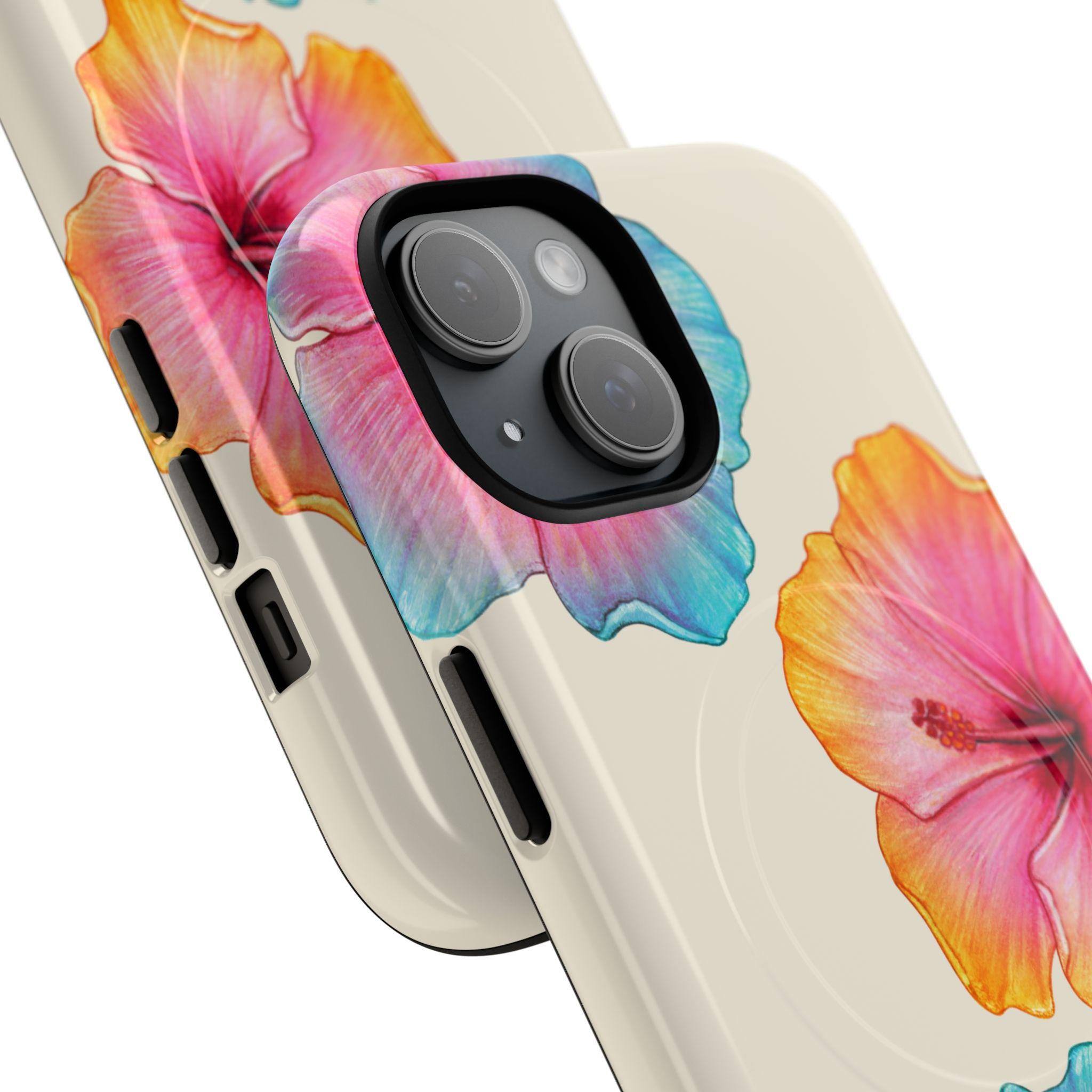 Custodia Jusy Per IPhone 11 Con Motivo Floreale Ibisco - Compatibile MagSafe, Due Strati Antiurto, Rigida E Morbida