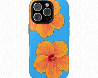 Telefoonhoesje hibiscus bloemen: tropisch blauwe zomercover
