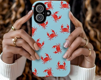 Crab Phone Case: Coastal Marine Life, Summer Blue Cover